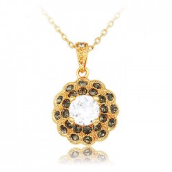 Yellow Gold plated dark green and white zircon star pendant